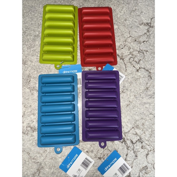 Set Of 4 Ice Cube Rectangle Water Bottle Molds Tray Silicone Ice Cube Mold - Picture 4 of 4